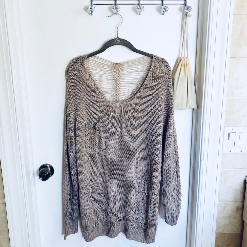 • papaya distressed sweater •